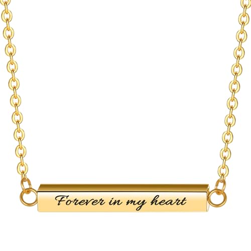 Horizontal Bar Cremation Jewelry Urn Necklaces for Ashes for Women Stainless Steel Ashes Jewelry Cube Ashes Necklace Bar Urn Pendant Forever in My Heart