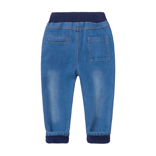 Mud Kingdom Boys Fleece Lined Jeans Elastic Waist Pocket Long Trousers Kids Pull On Warm Denim Pants2