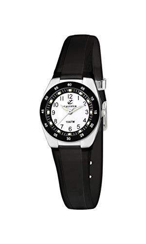 Calypso Dames Quartz horloge met witte wijzerplaat analoge display en zwarte plastic band K6043/F