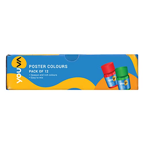Image of YOUVA Navneet|Poster Colours For All Age Groups|Liquid Colours|10 Ml Each|Pack Of 12, Multicolour
