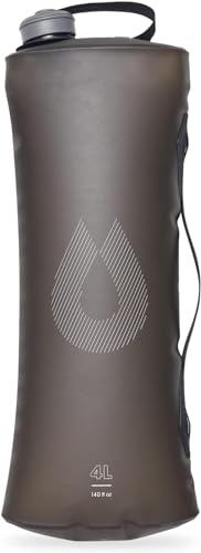 HydraPak Seeker - Contenitore d'Acqua Pieghevole (4L/140oz) - Senza BPA e PVC, Sacca per Reservoir da Campeggio - Grigio