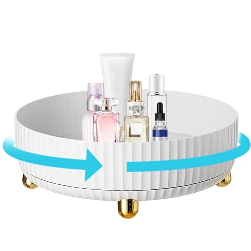 VFANDV 360°Organizador de Maquillaje, Organizador Perfumes Gran Volumen Organizador Tocador Bandeja Giratoria Organizador Maquillaje Organizador para Dormitorio Tocador Baño (Blanco)