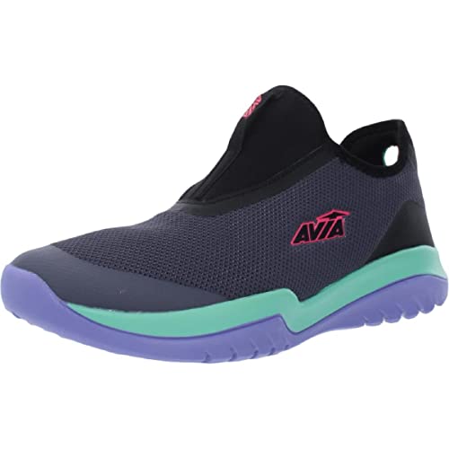 Avia Breeze Women’s Slip On Sneakers - Comfortable, Breathable No Laces Shoes For Women - Black/Dark Grey/Dark Pink, 6.5 Medium #TOP19