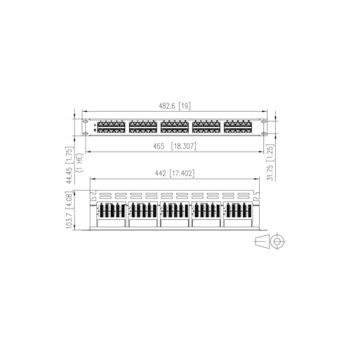 METZ CONNECT UAE 50 x 8 (4) ISDN Patchfeld CAT 3, 1HE, czarny