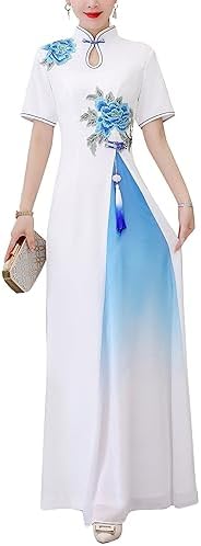 Women's Hight Neck Cheongsam Chinese Style Dress Elegant Vintage ...