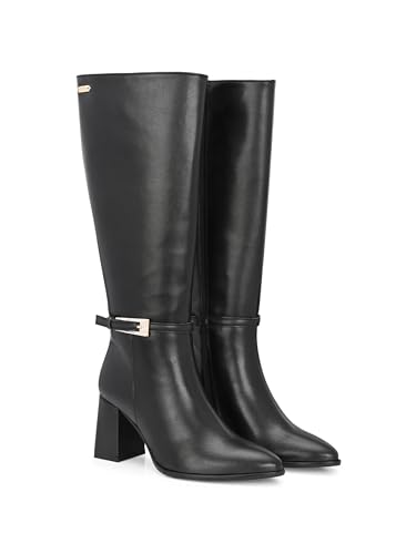 Delize Women Black high heel knee high boots 67866