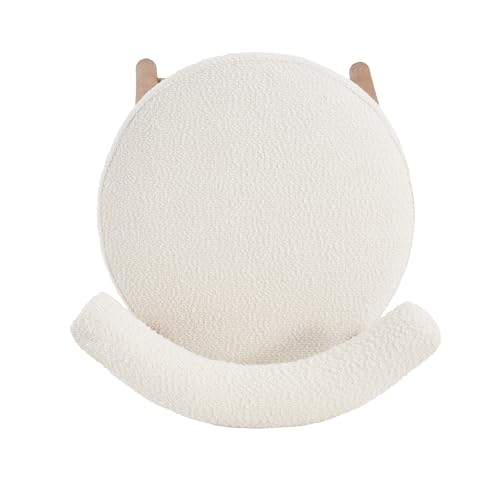 Juego de 4 butacos altos para barra Christopher Knight Home Anny, asiento redondo tapizado en tela bouclé, estructura de madera de caucho, con reposapiés, color natural + beige miniatura 6