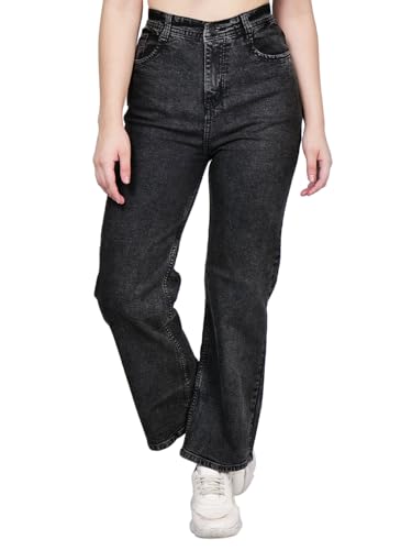 Image of Women's Reguler Fit Modern Regular High Rise Strechable Solid Clean Look Jeans- Dark Grey