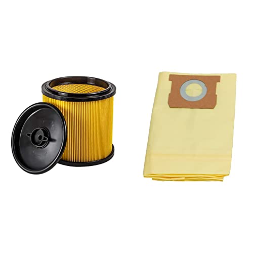 Vacmaster Standard Cartridge Filter & Retainer for Use With 5 to 16 Gallon Wet/Dry Vacs & 12-16 Gallon High Efficiency Dust Bag, 3 Pack, VHBL