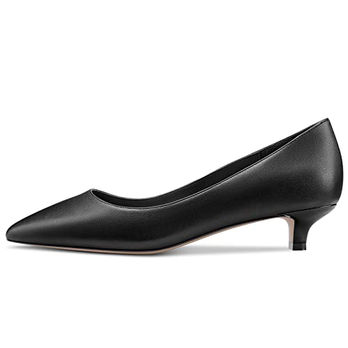 DearOnly Womens Pumps Pointed Toe Slip On Low Kitten Heel Matte Dress Shoes Shopping Office Cute 1.5 Inch2