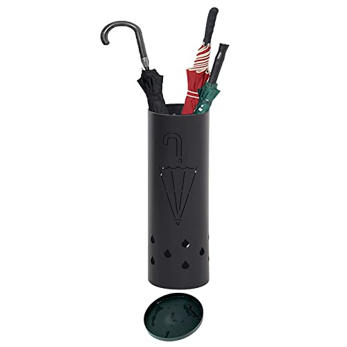 BIUYBGM Umbrella Stand Rack, Umbrella Holder Canes Walking Sticks Duplex Quality Round Stand, Umbrella Holder for Entryway Home Office Rack, Black & Removable Drip Water Tray