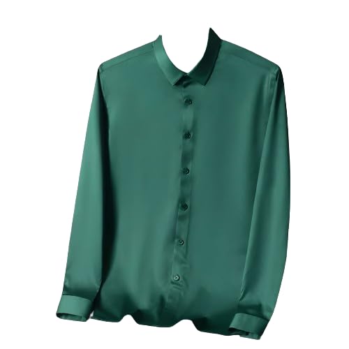 Image of Men's Satin Solid Full Sleeves Regular Fit Shirt