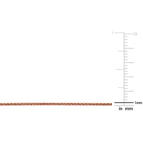 14k REAL Yellow or White or Rose/Pink Gold 1.1mm Shiny Diamond-Cut Round Wheat Chain Necklace for Pendants and Charms with Lobster-Claw Clasp (16" 18" 20" 24" or 30 inch)3