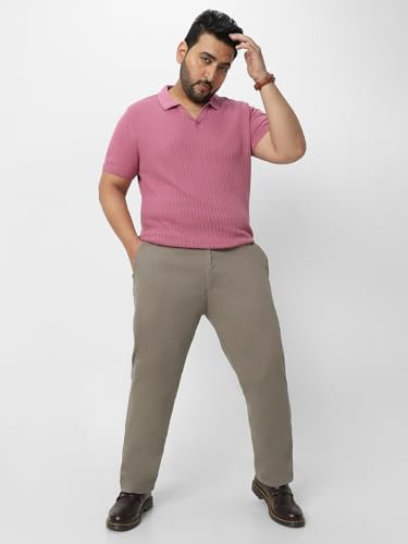 Image of Urbano Plus Men Mid Rise Cotton Regular Fit Casual Chino Pants Stretch
