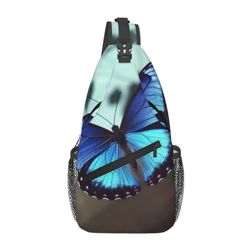 Bolso Cruzado Para Hombre Estilo Diagonal Azul Mariposa miniatura 1