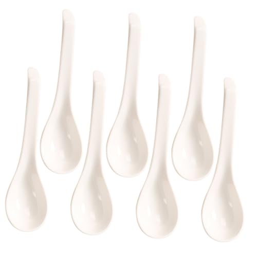 6Pcs Ceramic Soup Spoons Multi Function Rice Spoons for Home Kitchen for Soup Porridge Desserts Craftsmanship Easy to Clean