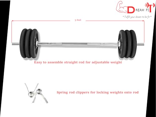 Dream FIt 30Kg Home Gym Set with Rubber Plates, Black - Image 6