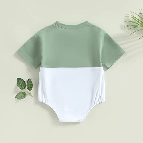 Infant Baby Boy Short Sleeve Outfit Contrast Color Crew Neck Basic Onesie Oversized Romper Bodysuit #TOP2