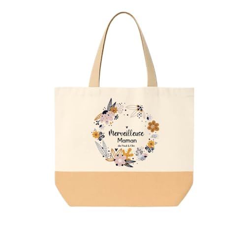 Sac cabas Merveilleuse Maman personnalisable en toile et jute de 29L