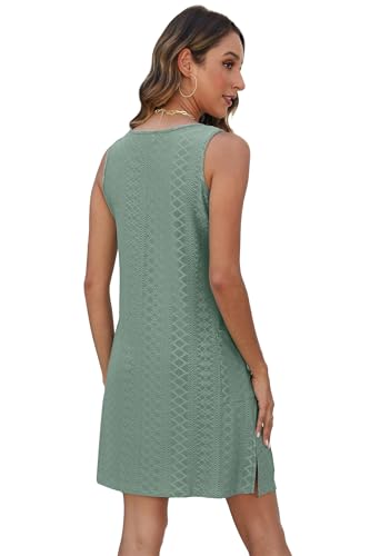 Image of BKRIVE Coverup Summer Dresses for Women 2026 Eyelet Casual Loose Sleeveless Sundresses Tank Dresses with Pockets