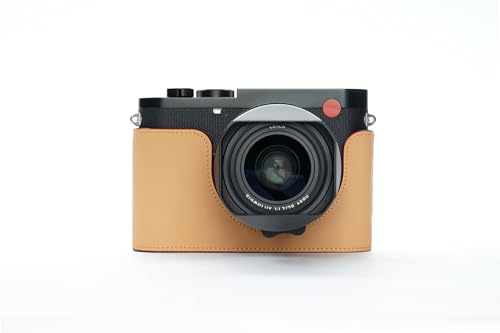 Demi-étui Leica Q3 fait main cuir véritable jaune clair
