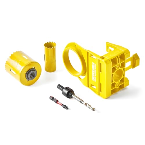 Geinxurn 1-3/8" - 1-3/4" Door Lock Installation Kit for Metal and Wood Doors with Guide Template, Door Lock Hole Saw, M2 Steel (Yellow)