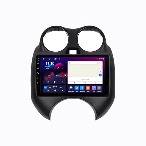9' 2 DIN Coche Pantalla Táctil Android 13 Estéreo para automóvi con Navegación GPS WiFi Mandos Volante Cámara Trasera para Nissan March MICRA 2010-2013 Coche Bluetooth Pantalla(W60 6+128G)