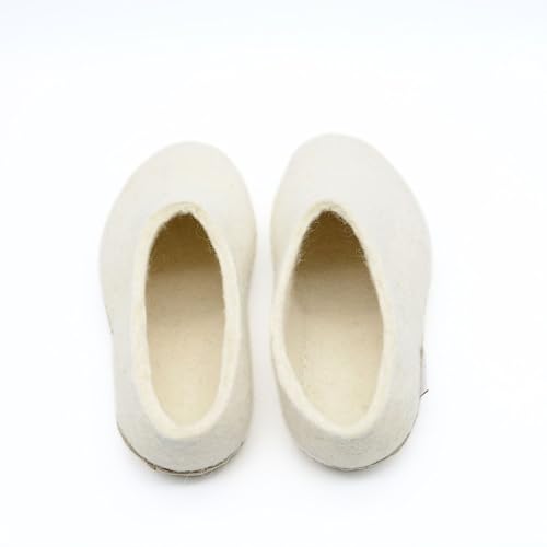 Luxurious White Handmade Wool Slippers with Leather Sole – Ultimate Comfort for Women, US Size 8, Crafted in Nepal - Image 7