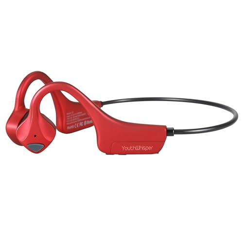 Image of Bone Conduction Headphones Bluetooth, YouthWhisper Open Ear Wireless Earphones, Sports Headphones with Mic Waterproof for Running Cycling Hiking Walking and Workout (Red)