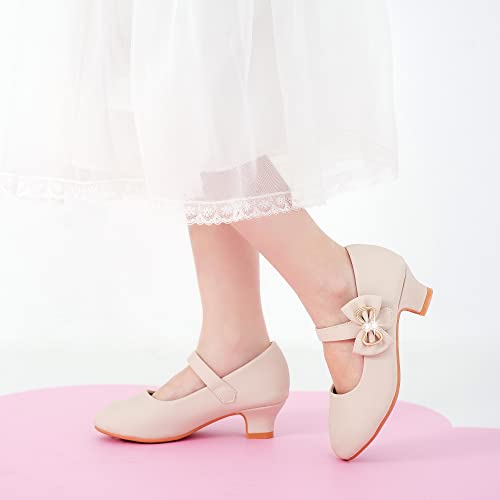 Image of Dufannie Girls Dress Shoes Princess Flats Heels for Toddler Little Big Kids