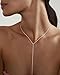 HABIKIP Long Silver Necklaces for Women Trendy, Dainty Statement Silver Lariat Y Chain Necklace Silver Prom Beach Drop Choker Necklaces Fashion Jewelry for Women