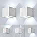 Partenopeautensili® APPLIQUE LED CUBO 12 WATT IMPERMEABILE DA INTERNO ED ESTERNO LAMPADA DA PARETE IN ALLUMINIO CON ANGOLO LUCE REGOLABILE UP DOWN MODERNO LED A LUCE WISDOM (Bianco, Luce fredda 6500k)