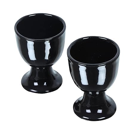 Image of Qimacplus Elevate Your Breakfast Experience Soft Boiled Egg Holder Set Stylish Ceramic Egg Cups Perfect Housewarming Gift Set of 2 (Black)