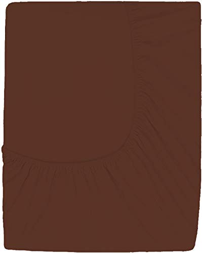 Image of Sweet Dream's 750 Collection Egyptian Cotton Fitted Bedsheet 4 to 12 Inch Matress 15 inch Drop Doube Bed (48x72) Inches (4 by 6) Feet + 2 Pillow Covers (18x28), Chocolate Brown