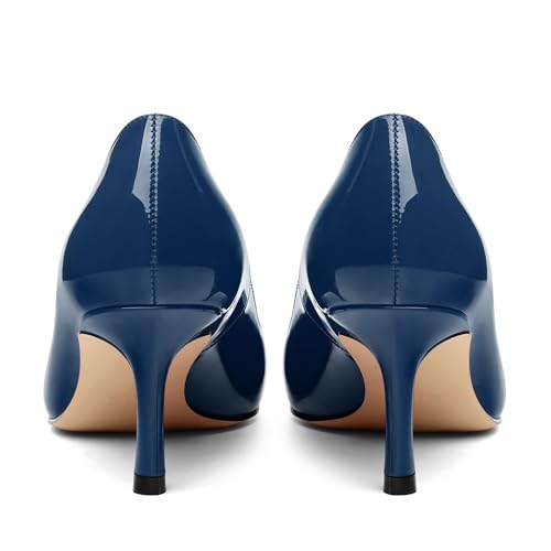 Image of Women Pointed Closed Toe 2.5 Inch Kitten Heel Slip On Pumps | Elegant Comfort Formal Dress Footwear, Versatile Ladies Shoes For Office Wedding Party Evening Daily Occasions