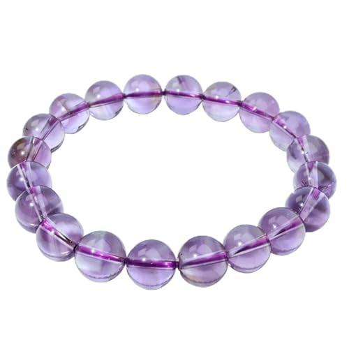 Natural Light Amethyst Round Beaded Stretch Bracelet Purple Crystal Healing Gemstone Jewelry for Women Men