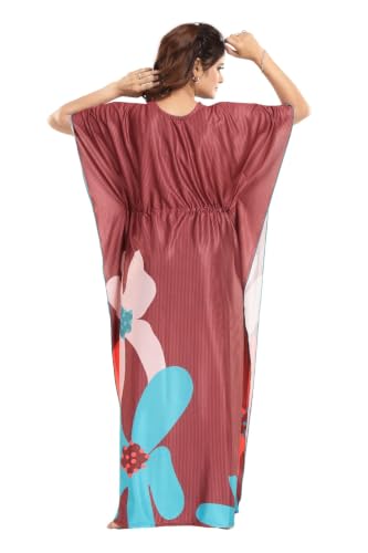 Image of Kaftan Printed Cotton Maxi Dress /Nighty /Nightdress for Ladies /Girls /Women | Free Size