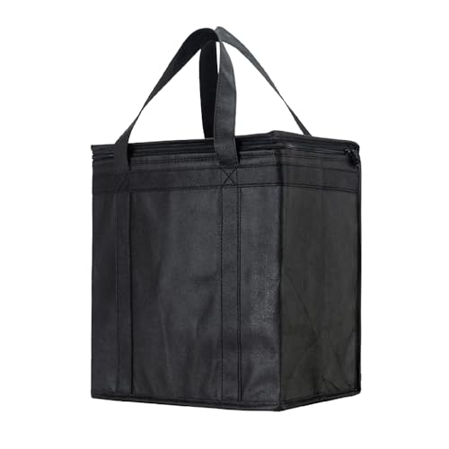 Image of NZ home Insulated Bags for Food Delivery (Medium) Grocery Shopping Cooler Bag, Pizza Delivery, Hot & Cold Catering Tote, Reusable, Foldable & Heavy Duty (Black)