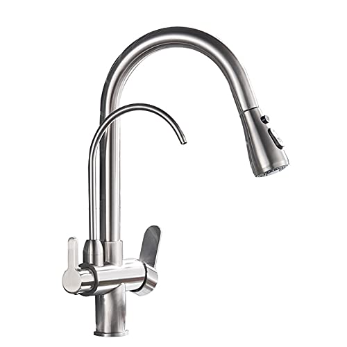 Robinet de cuisine filtre avec douchette extractible eau pure et jet rotatif