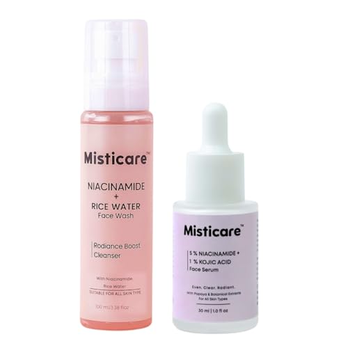 Image of Hydration and Clarity Kit Niacinamide Kojic Acid Serum and Rice Water Face Wash Combo for Even Hydrated Looking Skin Daily Skincare Set for Men and Women Gentle Cleanser with Brightening Serum Routine Kit