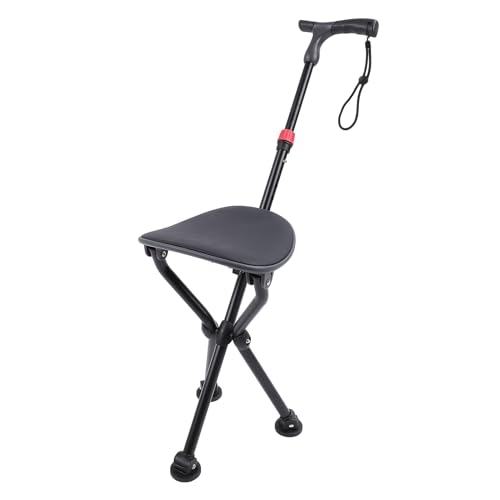 Canne Pliante, Canne de Marche Pliable Légère avec Siège, Canne à Trépied Portable Antidérapante, Canne de Marche, Tabouret de Chaise de Voyage pour Hommes âgés, Femmes Handicapées