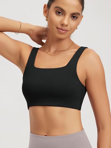 ODODOS Square Neck Sports Bra for Women Wirefree Non Padded Yoga Tank Workout Crop Tops2