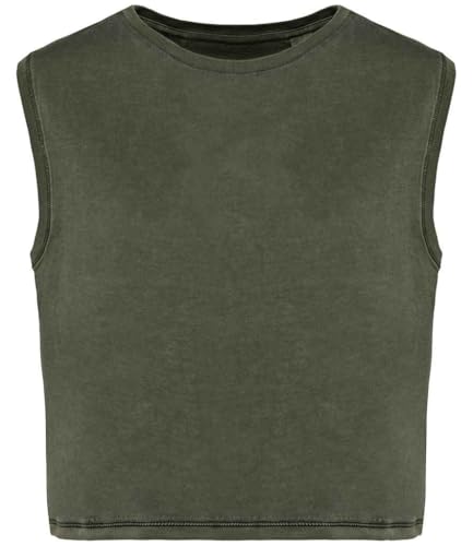Image of Earth Wardrobe Women’s Cropped Tank Top – Soft Cotton Faded Vest, Lightweight Sleeveless Summer Top, Relaxed Fit Basic