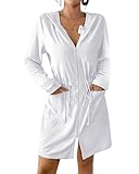 Bsubseach Terry Cloth Cover Up - Women Zip Up Long Sleeve Swimsuit Coverup Hooded Bath Robes with Pockets