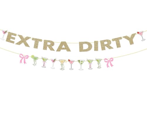 Martini Bow Party Decor,Extra Dirty Martini Gold Foil Banner