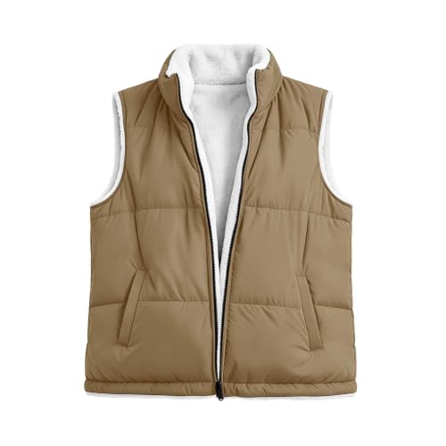 Womens Puffer Vest Fleece Sherpa Lined Stand Collar Zip Up Quilted Jackets - image 9