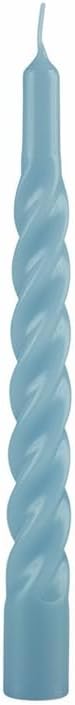 Lacquered Candles Tortiglione Diameter 2.2 cm Height 21 cm – 6 Pieces – Dusty Blue Colour Cereria Di Giorgio