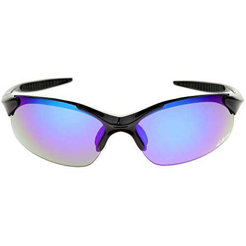 Beton Olympus - Two-Toned Half-Frame Iridescent Lens TR-90 Sports Wrap Sunglasses 68mm