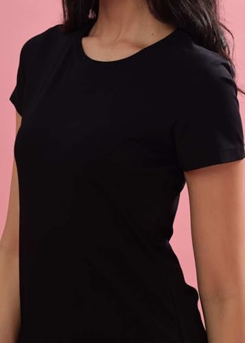 Image of Dollar Women's Solid Stretchable Cotton Round Neck Tshirt