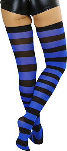 ToBeInStyle Women’s Vibrant Horizontal Wide Striped Thigh High Stockings2